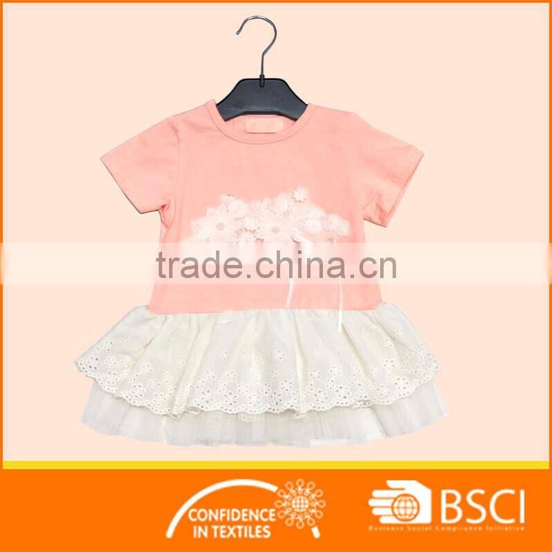 Pink wholesale skirted once piece 100%cotton dress lovely baby dress suit