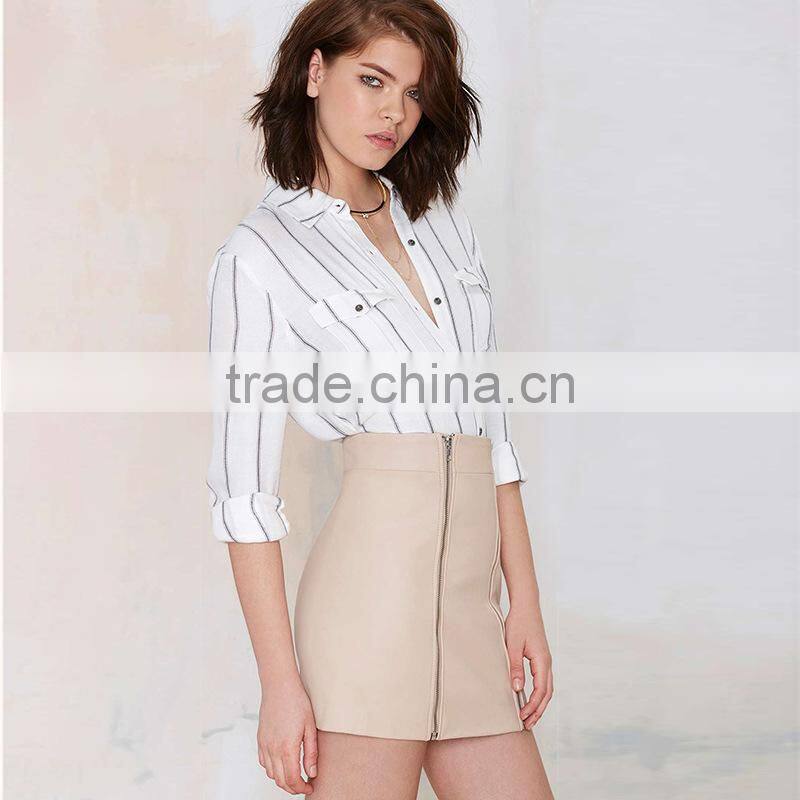 MGOO 2016 Fashion Design Custom Slinky Skirt For Women Work Office High Waist Zip Up Skirts 15144A552