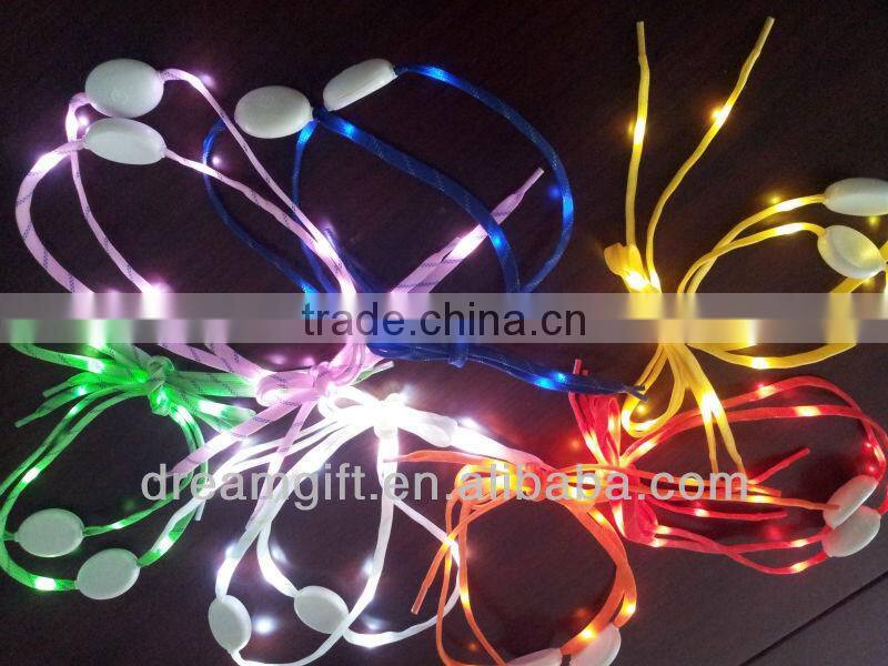 2015 new model real nylon LED shoe laces same as normal shoe lace flashing in the night