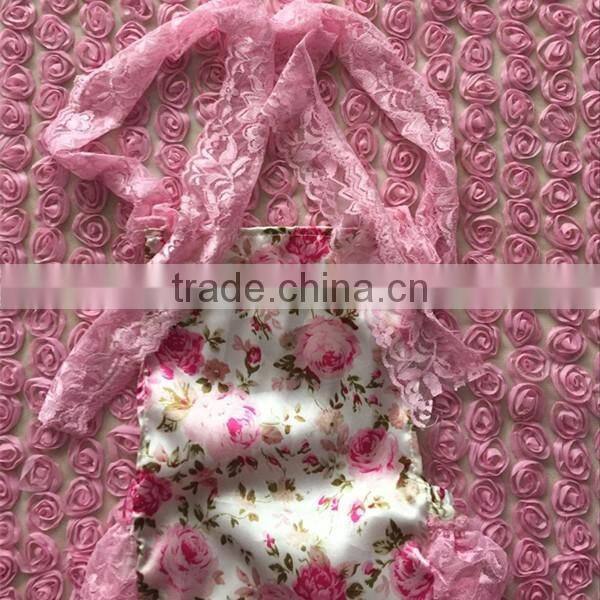 FLF-820 flower print baby girls rompers match pink lace newborn baby clothes cotton rompers 2016