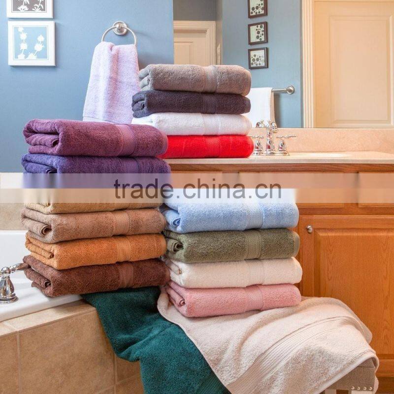 Quality texitile custom own design solid color plain cotton towel bath