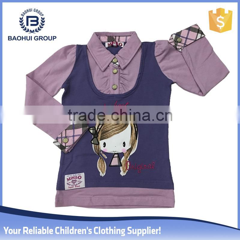 Chinese wholesaler factory winter long sleeve winter clothing girls t-shirts