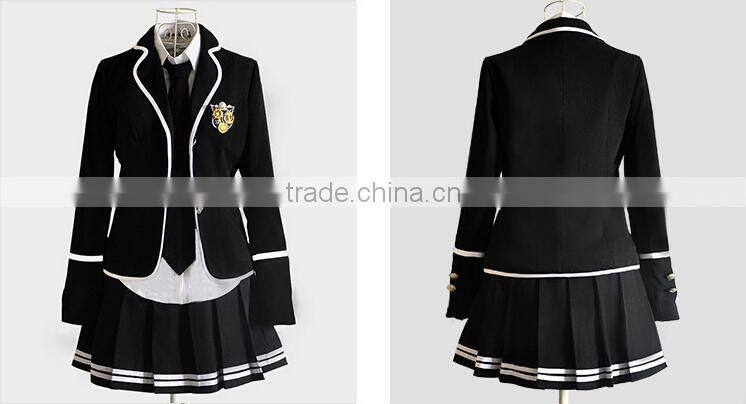 Juqian 2016 wholesale custom colours school skirt suits korean high school uniforms sets