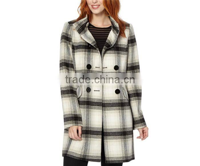 elegant grey button wool-blend lady cashmere winter coats