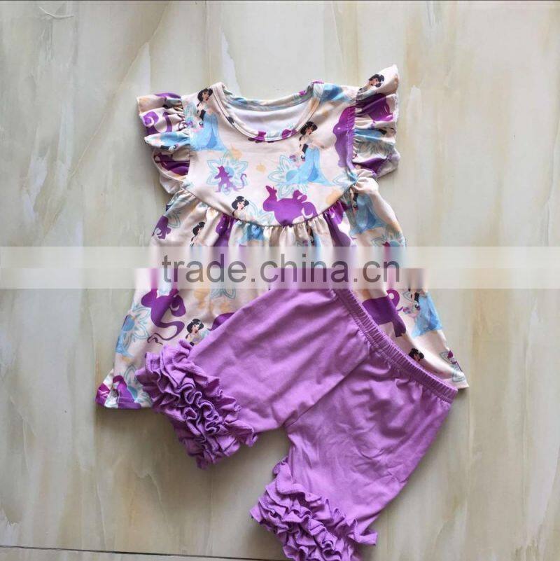 WY-796 Boy Outfit Match Girl Ruffle Shirt Summer Outfit Shorts Set For Babies