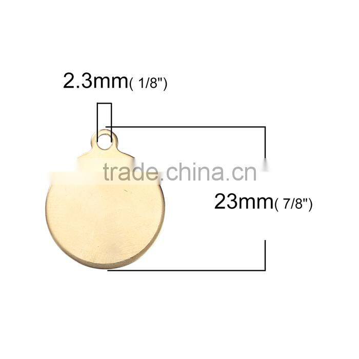Stainless Steel Charms Round Gold Plated Blank Stamping Tags