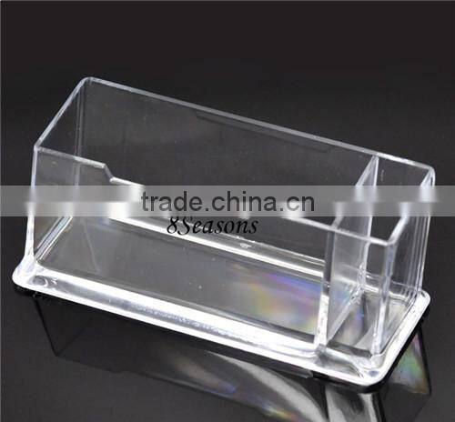 Transparent Plastic Business Card Holder Stand Display with Pen Stand