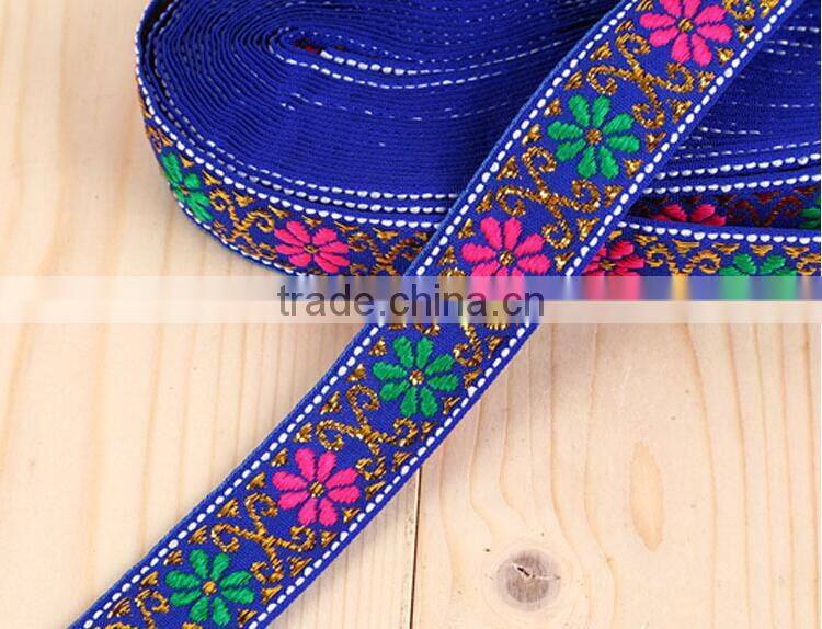 factory directly sale polyester jacquard/ethnic/embroidery ribbon for garments