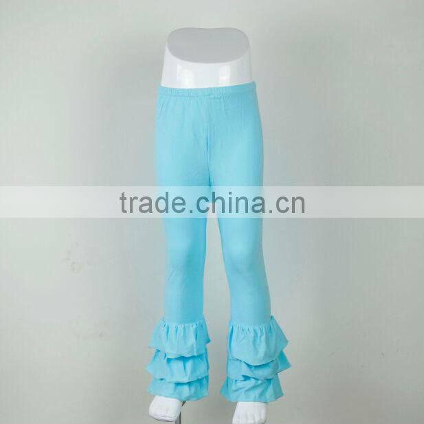 Wholesale Summer pants fashion style girls leggings Triple ruffle cotton pants baby ruffle pants for kids
