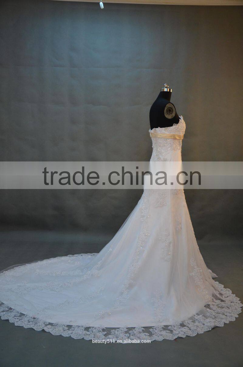 IN STOCK Off-The-Shoulder wedding dress Court train bridal gown SW14