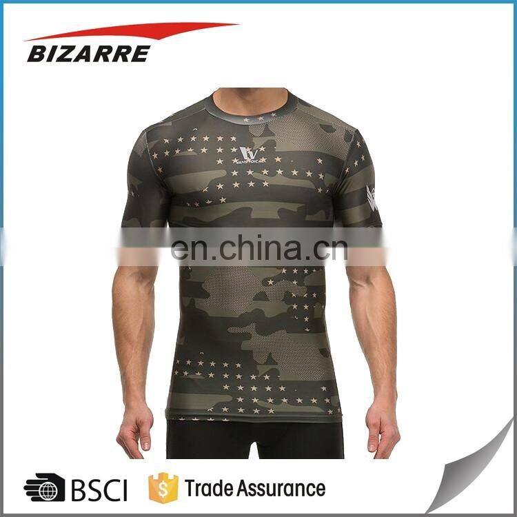 Low MOQ Work Out Christmas mens tight gym shirts