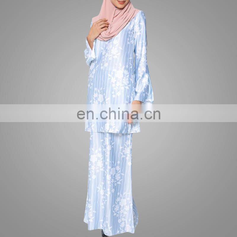 Elegant Malaysia Women Wear Latest Fashion Abaya Designs Baju Kurung Attractive Printing Suit Online