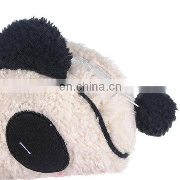 Top selling Low MOQ pencil bag with zip custom fashion cute plush panda wholesale pencil case