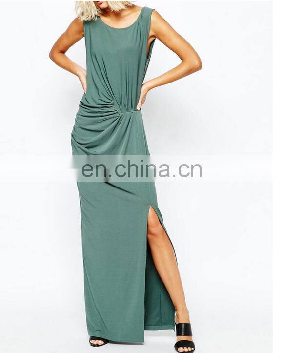 summer long ladies casual dress side slipt outfit dress