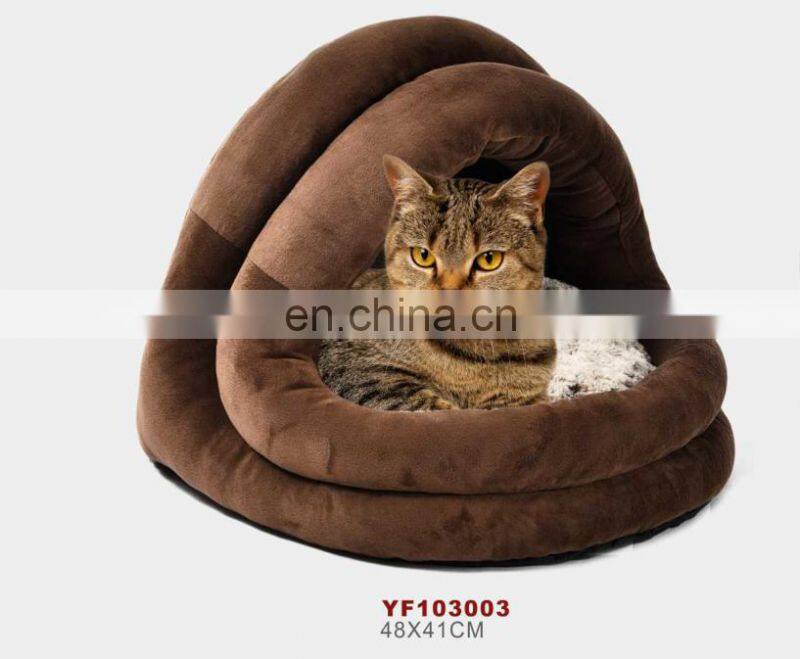 Wholesale Customized luxury faux suede fabric and pv fleece cat cave bed