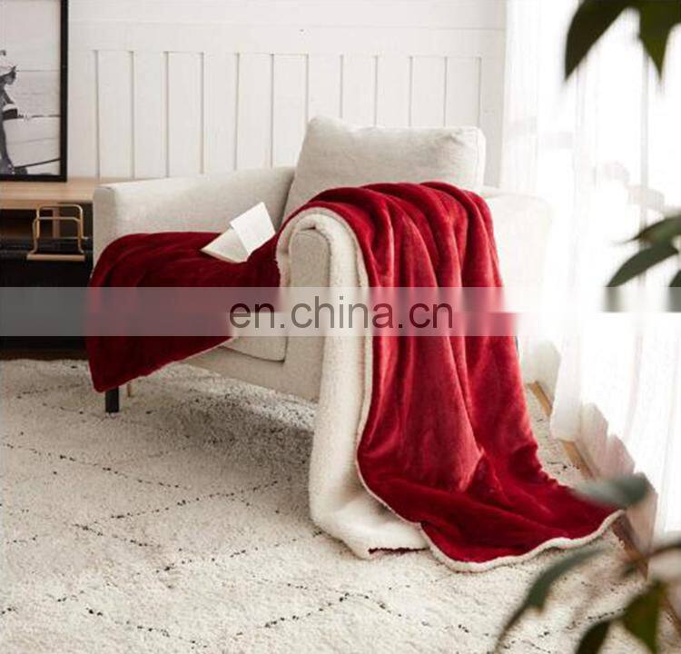 best seller in usa knitted warm soft 100% polyester flannel sherpa fleece throw blanket for winter china suppliers