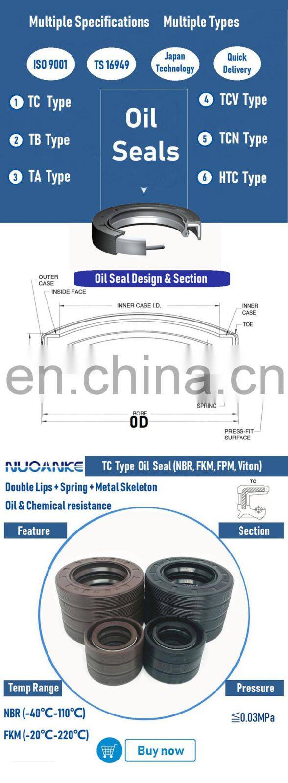 Good Quality Rubber TC Type Oil Seal High Temperature Seal China Manufacture Oil Seal
