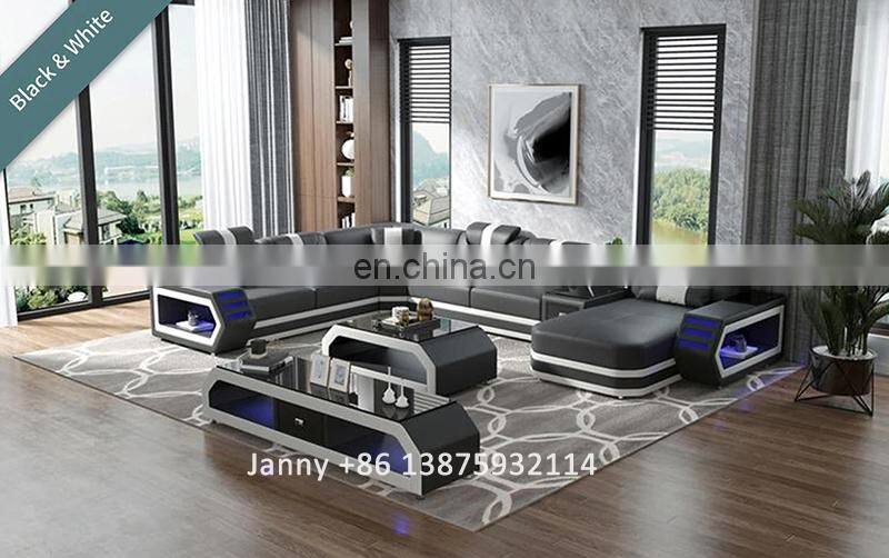modern Italian design living room furniture living room sofa set white genuine leather sofas