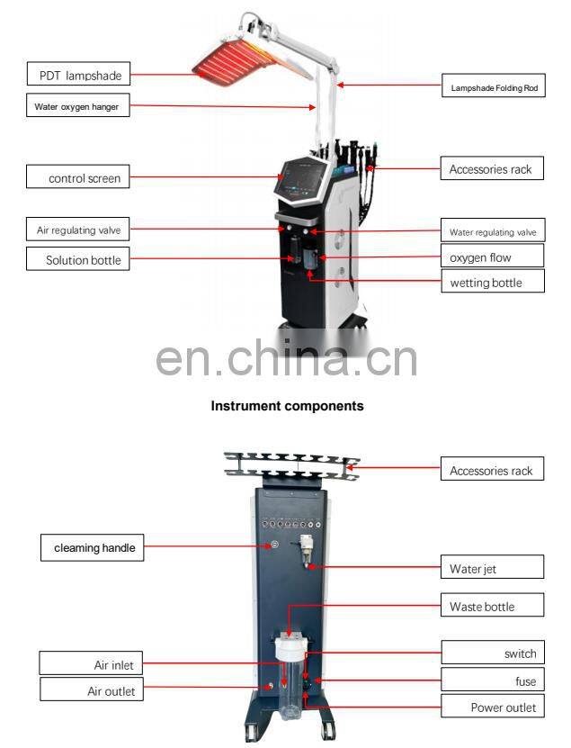 Diamond microdermabrasion bio microcurrent face lifting oxygen peeling deep cleaning machine with skin analysis and PDT system