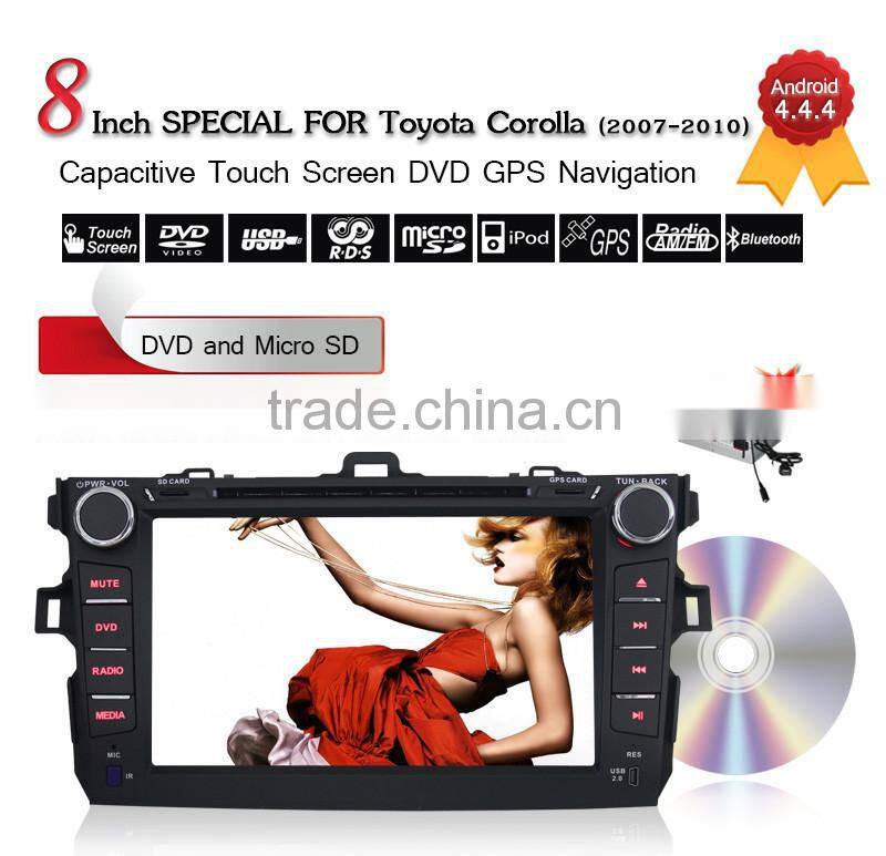 Pure Android 4.4 HDCapacitive 8" Touch Screen Car Audio Radio for Toyota corolla GPS NAVI , WIFI,BLUETOOTH,SWC,MP3,USB,SD,AUX,3G