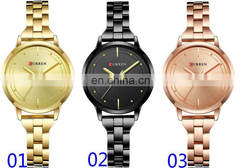 Curren Brand 9019 Newest Rose Gold Ladies Watches Women Watch