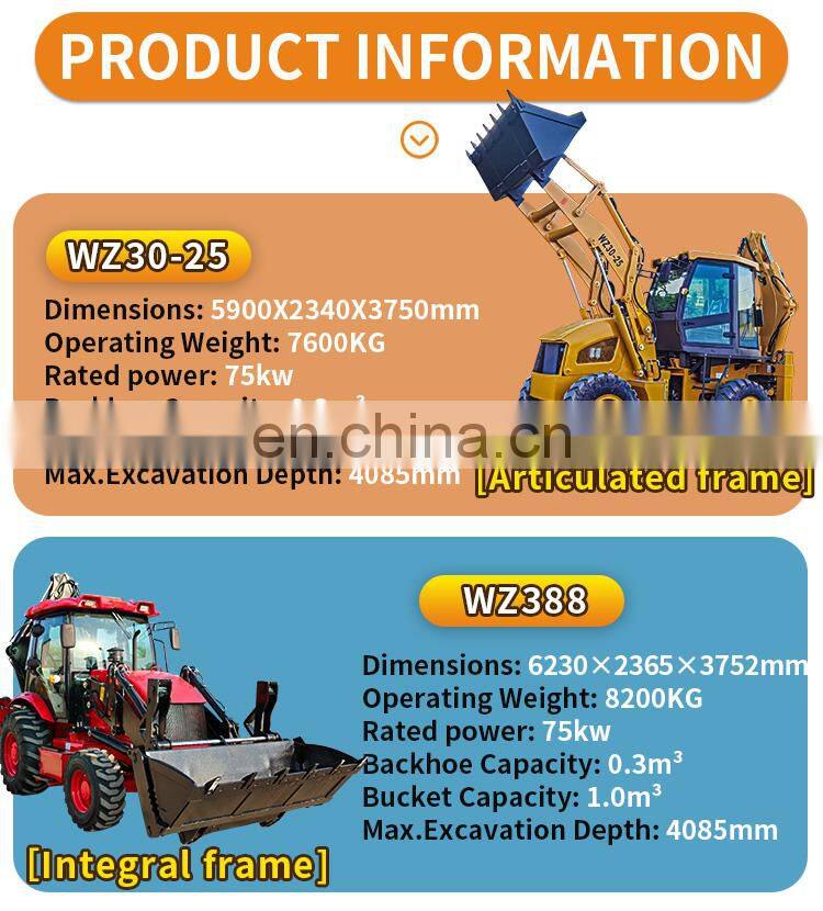 Good Performance Multifunction all terrain 388 4x4 backhoe excavator loader, powerful loader backhoe