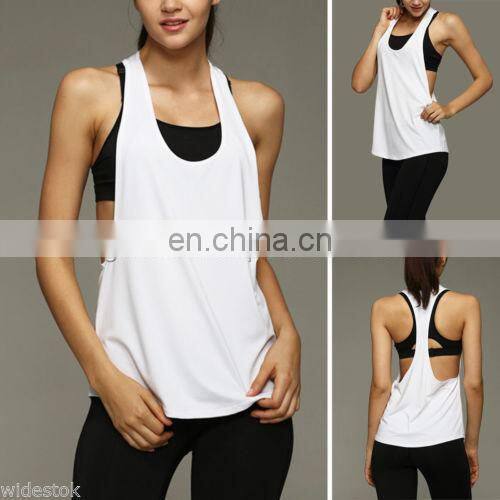 Custom Design Printed Gym fitness yoga Sexy ladies singlets tank top gym one color pure cotton singlet for women girls