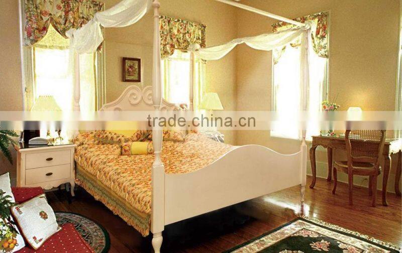 Romantic princess style girls double solid wood bed bedroom furniture