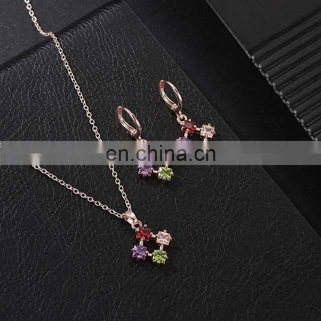 High Quality Coloful Diamond Rhinestone Bridal Set Jewelry