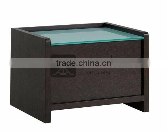 NI-110 Glass Top Drawer Bedside Cabinet