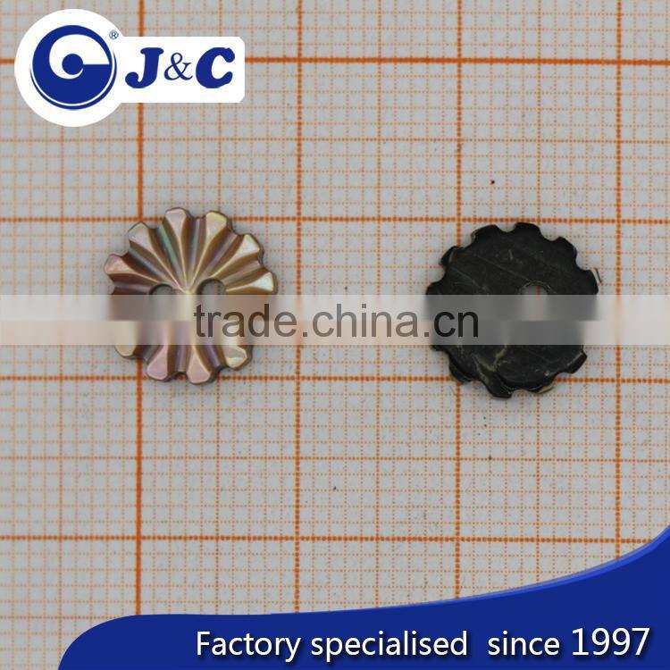 bespoke raw flower shape brown lip shell button for coat