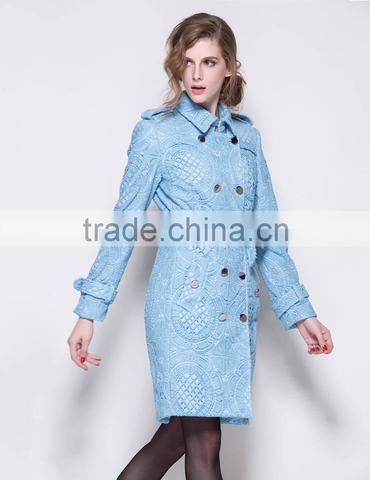 plus size autumn winter Solid color turn-down collar embroidery long-sleeved jacket women's clothing coats autumn winter coats