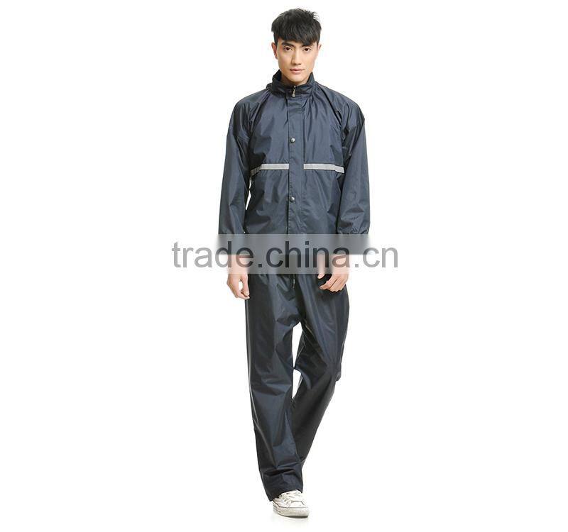 Polyester Pongee Fashional Black Motorcycle Rain Jacket