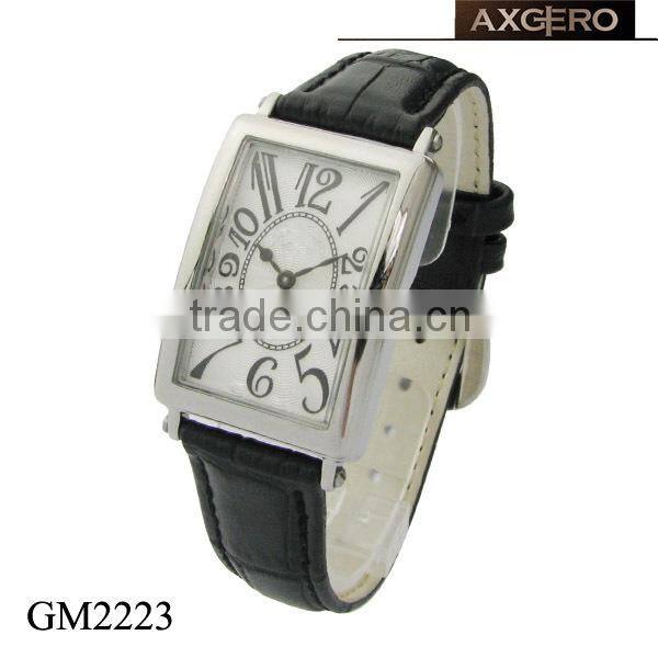 square quartz leather sport watches men