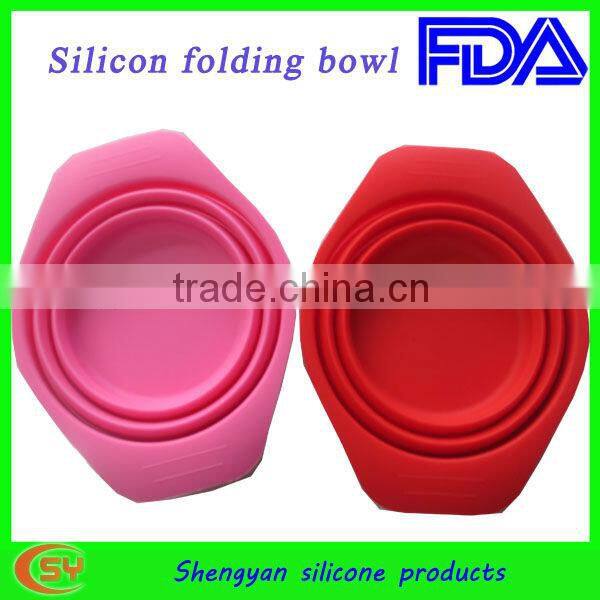 Unbreakable folding silicon drinking dog bowl
