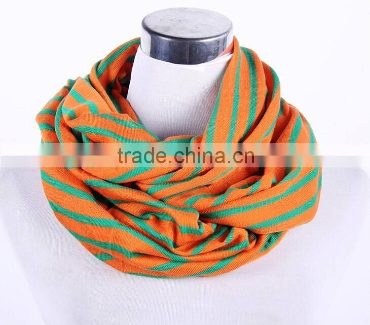 Custom Striped Cotton Knitted Jersey Infinity Scarf