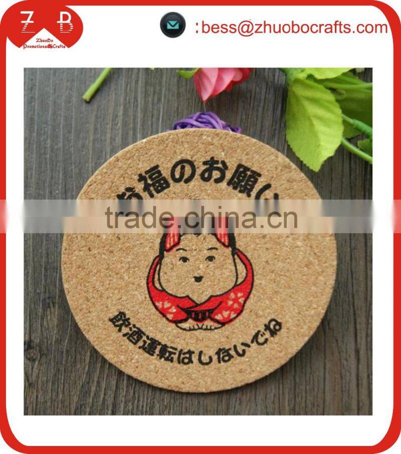 Customsized waterproofing cork coaster bibulous wooden coasters