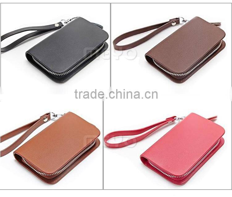 Wholesale money pocket leather key pouch for lady shopping