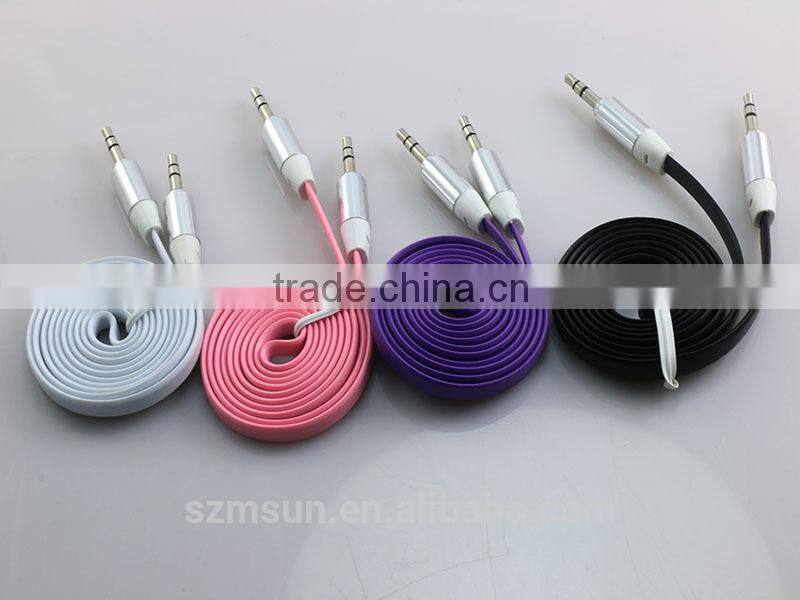 various color noodle pattern audio adapter cable