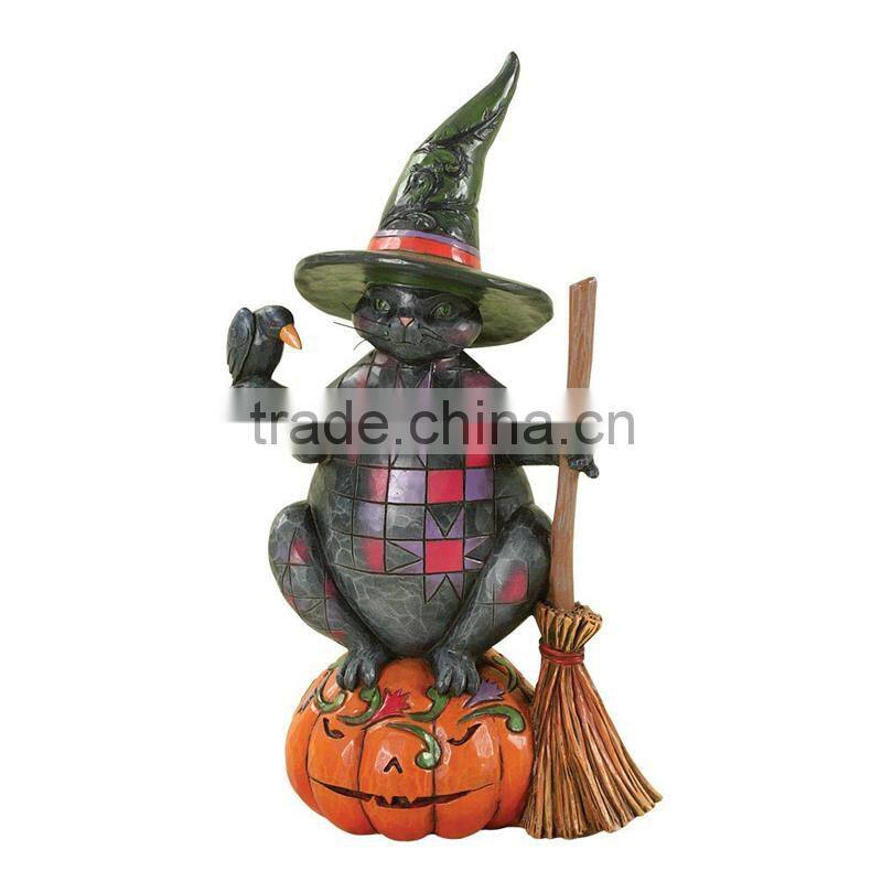 Handmade resin halloween cat figurine