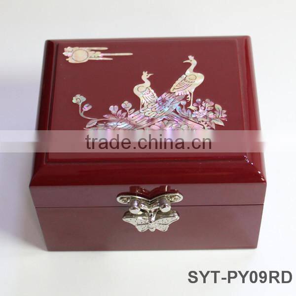 High end mother of pearl velvet jewellery boxes with lock and drawer