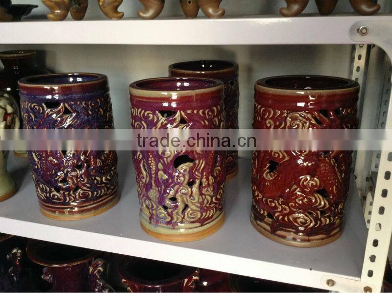 chinese antique porcelain/red flower vase