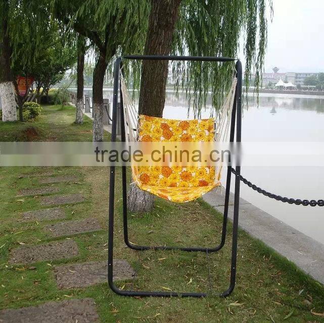 Foldable single seat hanging rope swing chair with stand