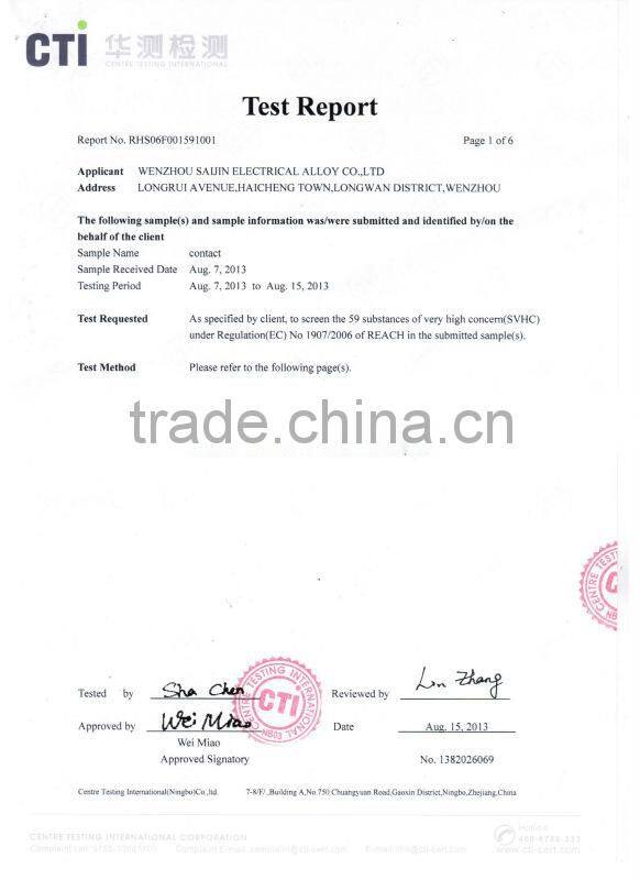 Large and Medium-sized Circuit Breaker Silver Copper Electrical Contact