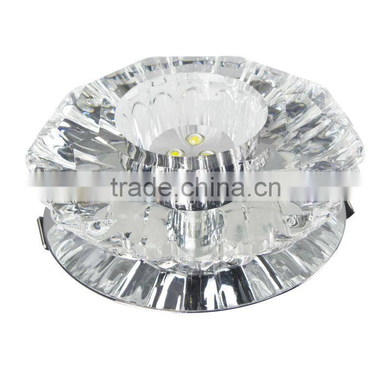 3W AC85-265V LED spot light 210LM Crystal shade +Stainless steel chassis for corridor washroom
