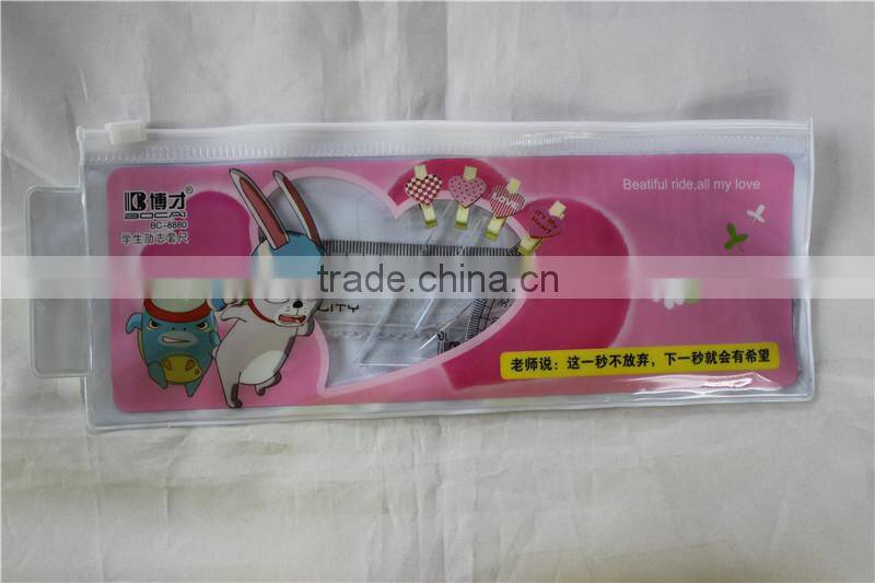 Great Plastic Transparent Fashion Encouraagement Ruler Set for Student