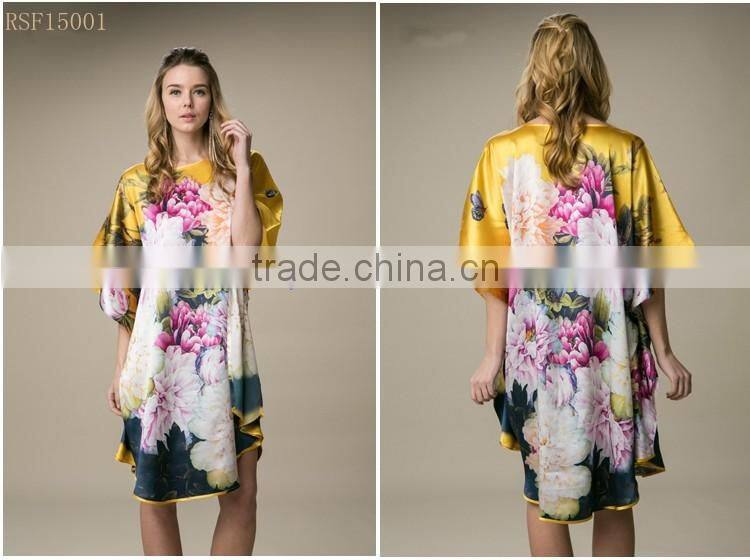 beach 100%satin silk women popular one size kaftan dress