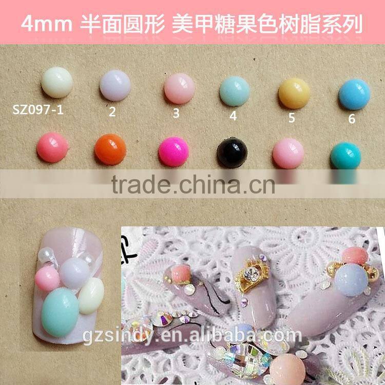 3D Nail Art Resins Nail Decorations DIY Glitter Charm Care Nail Tools 4mm Candy Color Resin Stone ZX:TG539