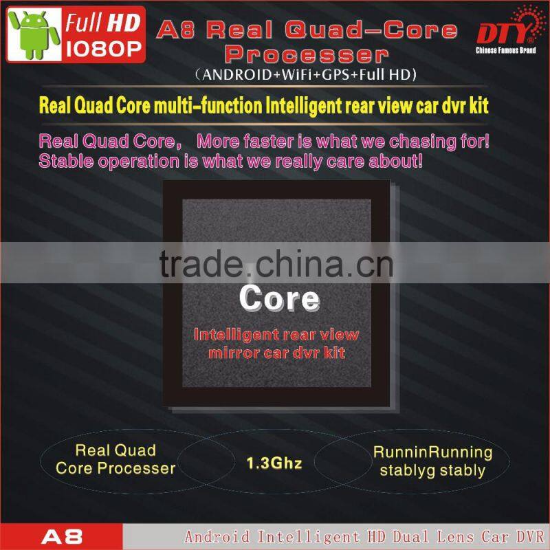 5"Android fhd 1080p car camera dvr video recorder, android rear view mirror car dvr ,GPS Car Navigation Recorder