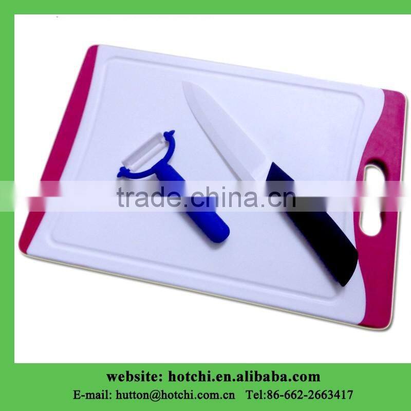 plastic cutting board set with ceramic knife